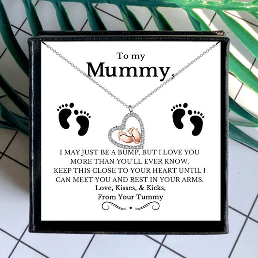 To My Mummy Baby Feet Pendant Necklace